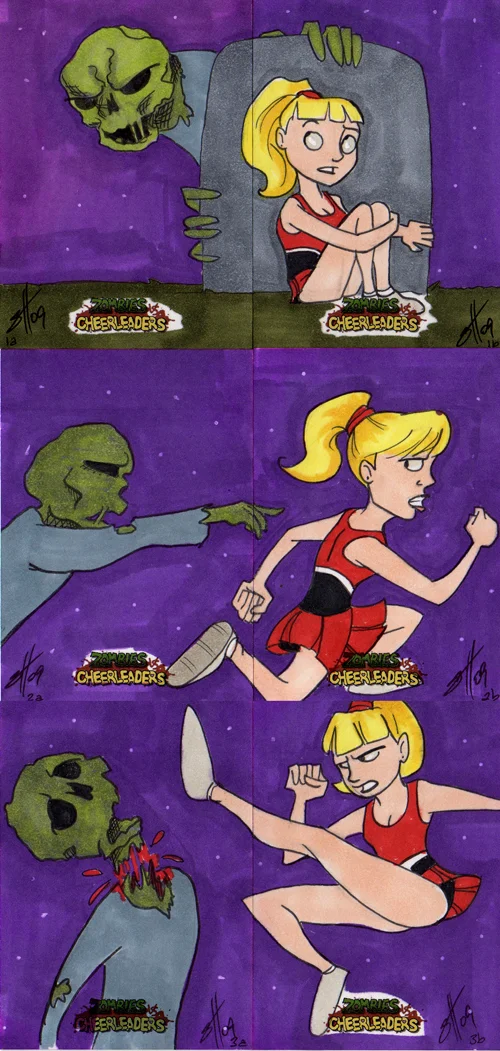Zombies vs Cheerleaders sketchcard