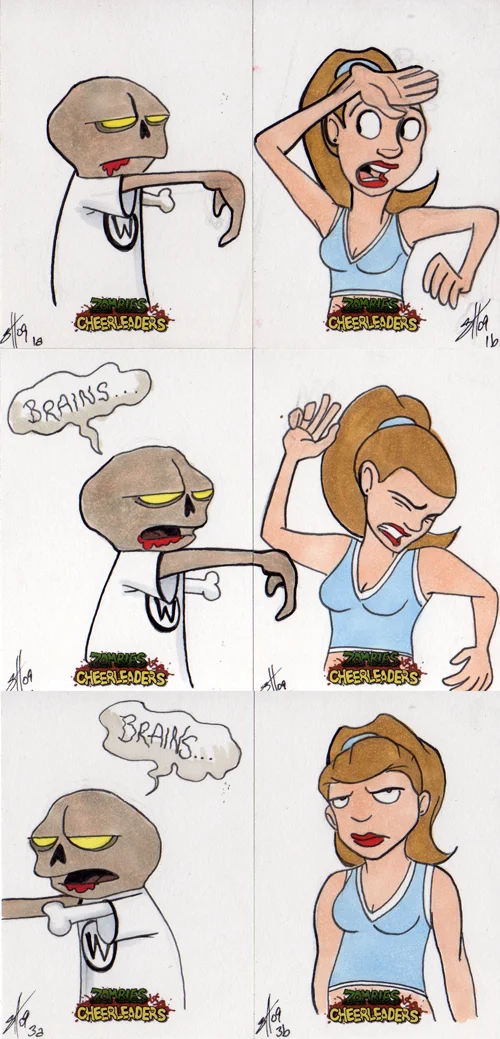 Zombies vs Cheerleaders sketchcard