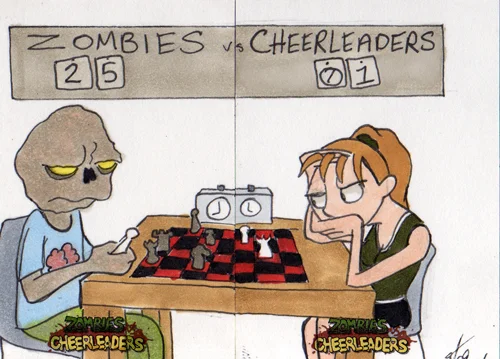 Zombies vs Cheerleaders sketchcard