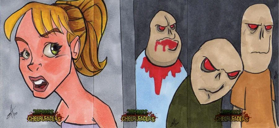 Zombies vs Cheerleaders sketchcard